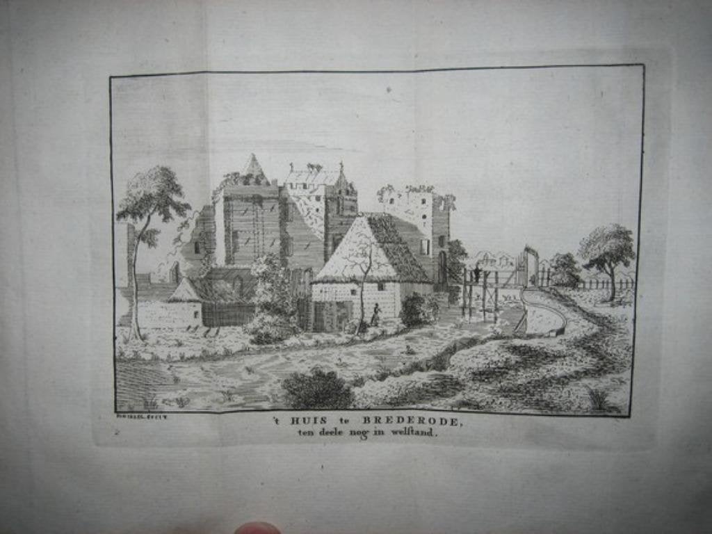62 Brederode het Kasteel Kopergravure 1736, Antiek en Kunst, Ophalen of Verzenden