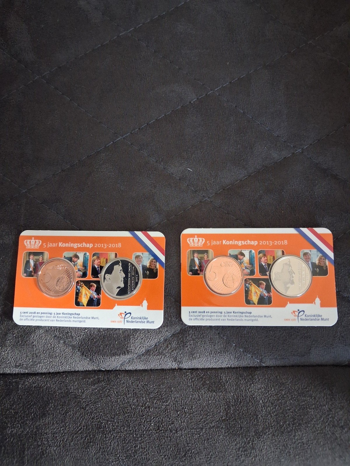 5 jaar koningschap in coincard 2018 2 stuks, Postzegels en Munten, Ophalen of Verzenden, Euro's