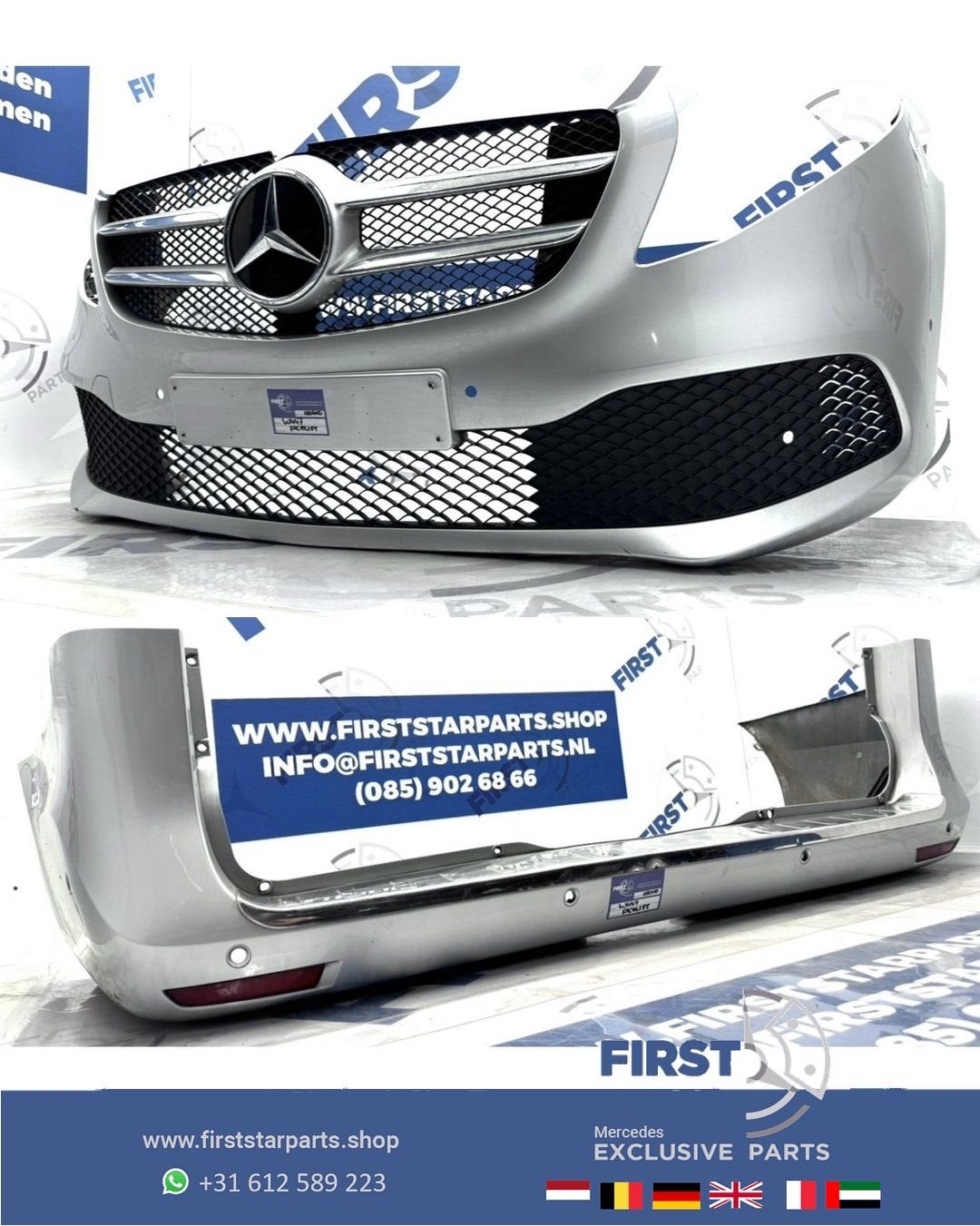 W447 V KLASSE FACELIFT VOORBUMPER + ACHTERBUMPER SET ZWART W, Gebruikt, -, Ophalen of Verzenden, Bumper