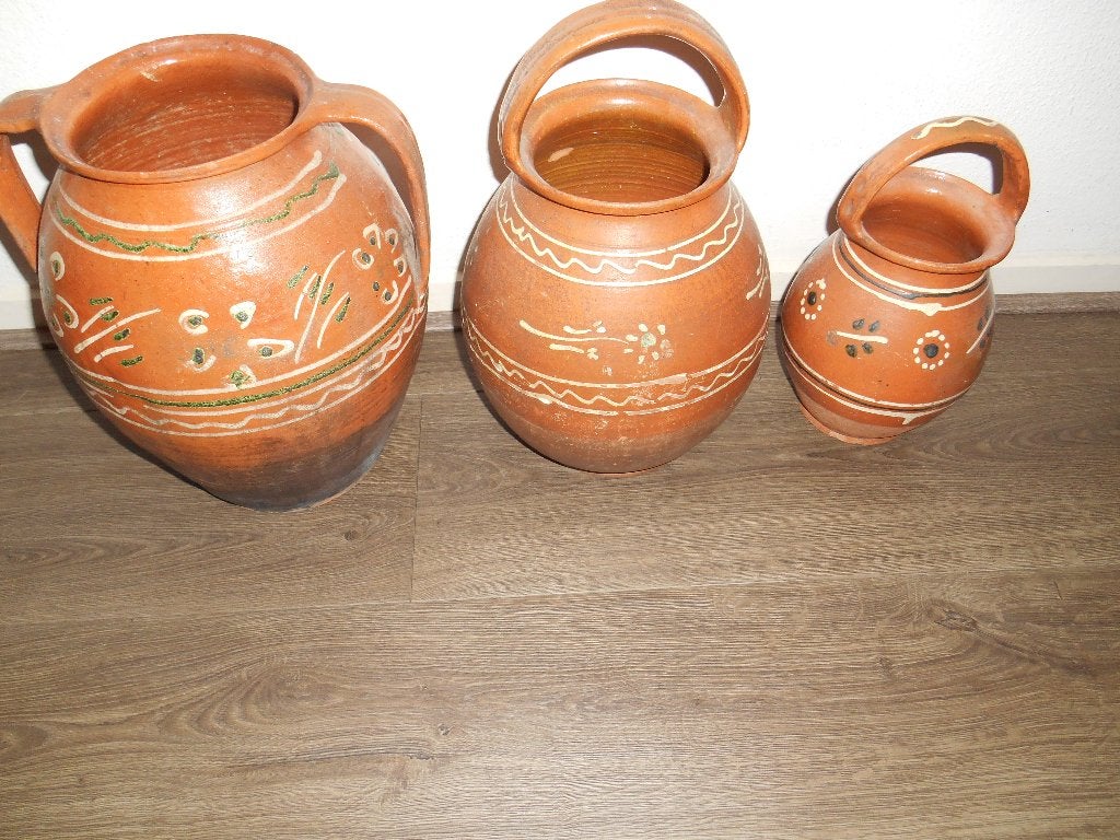 3 antiek  frans aardenwerk kruiken potten decoratief, Antiek en Kunst, Antiek | Keramiek en Aardewerk, Ophalen