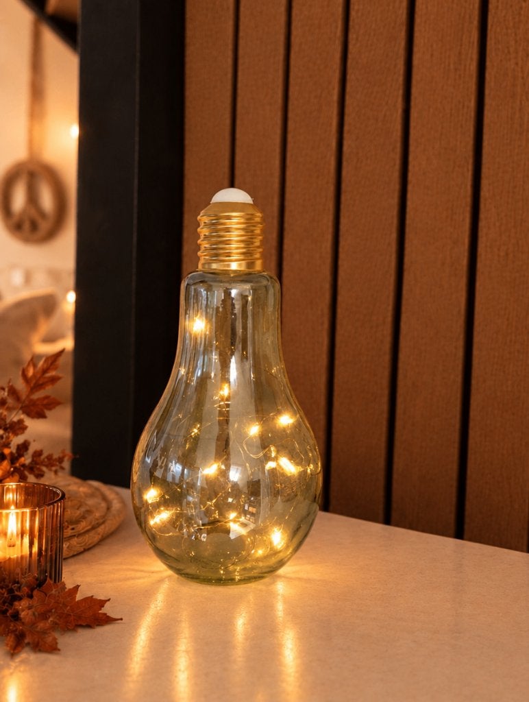 Gloeilamp met led lampjes 23x12cm, Groen, Verzenden, 23 cm, LED verlichting