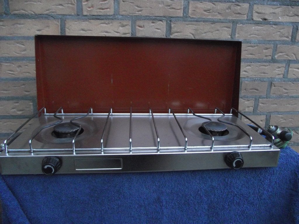 byna gratis als nieuw 2 pits gasstel  kookstel camping tekst, Ophalen, Zo goed als nieuw