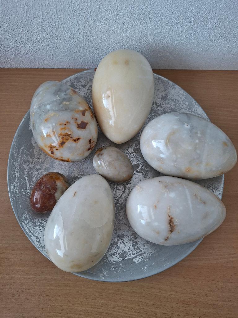 7 vintage marmeren eieren, 2 formaten, Ophalen, Vintage, Gebruikt, Meerkleurig