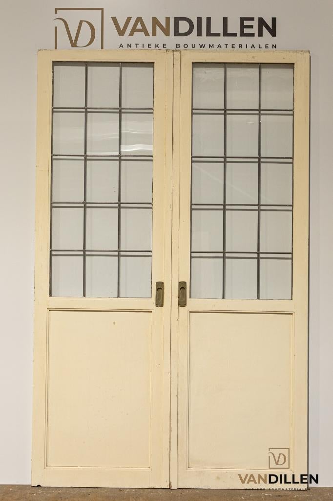 Nette en hoge set ensuite / schuifdeuren met glas in lood, Doe-het-zelf en Verbouw, Deuren en Horren, Ophalen, Binnendeur, Zo goed als nieuw