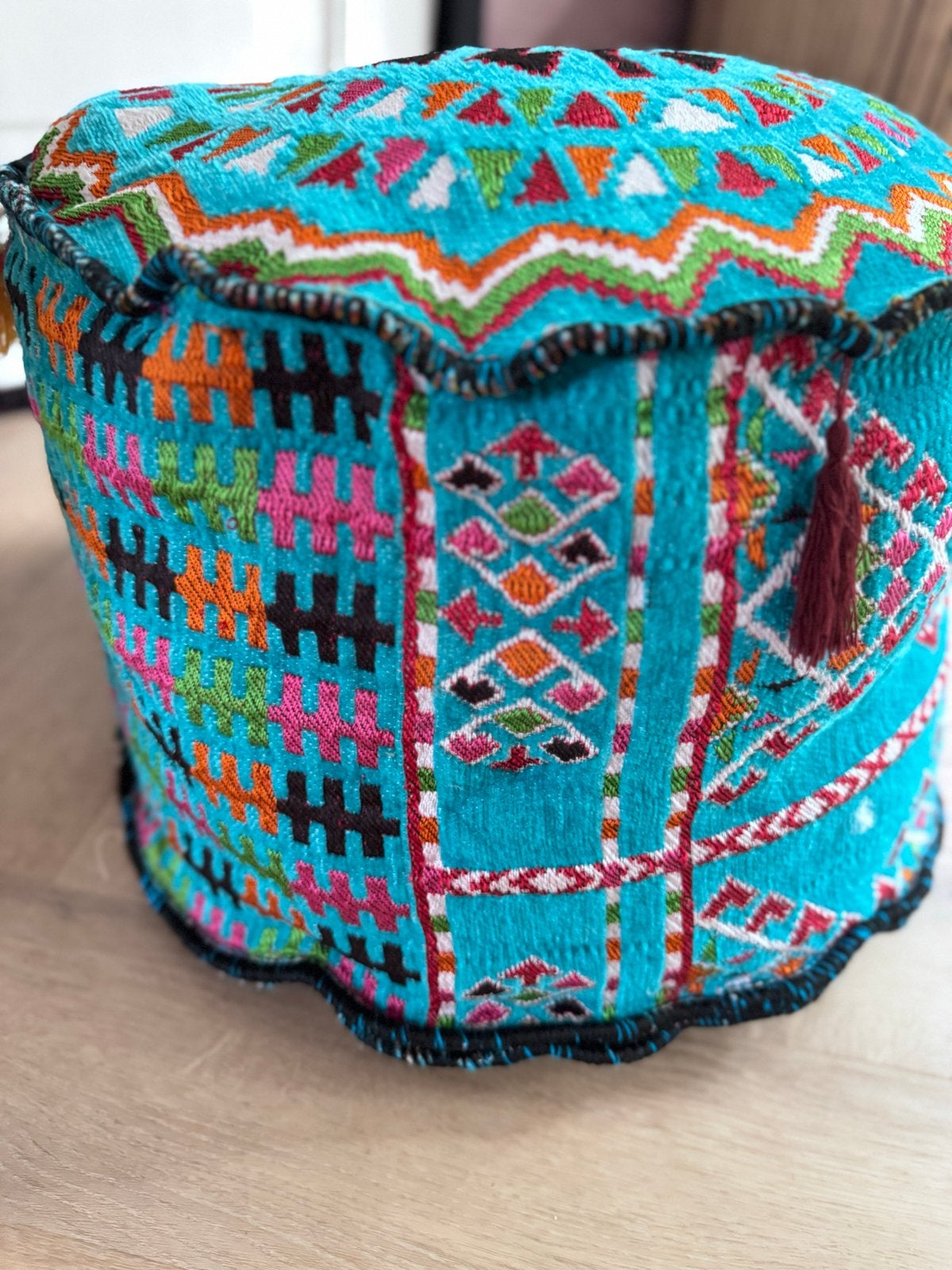 Handgemaakte Egyptische poef 47 cm | Boho | Ibiza | Nieuw, Huis en Inrichting, Ophalen, Meerkleurig, Nieuw, Oosters