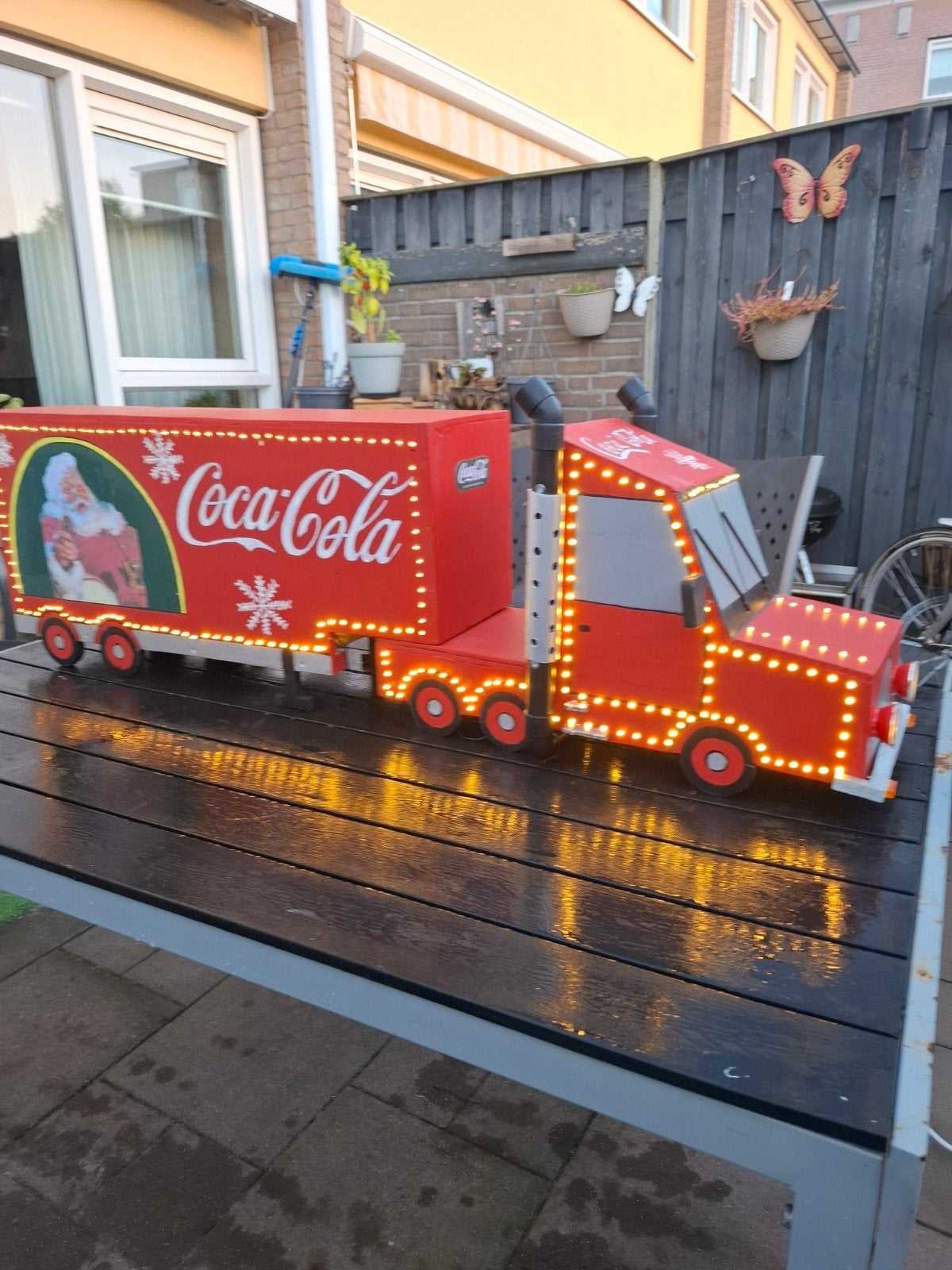 kerst cola truck te koop van hout met verlichting, Ophalen