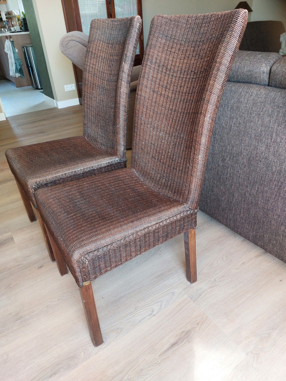 6 Loom eetkamerstoelen, Ophalen, Gebruikt, Vijf, Zes of meer stoelen
