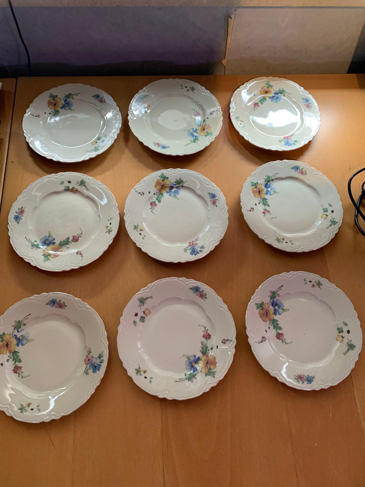 Set van 9 Schirnding Bavaria dessertborden met bloemmotief, Antiek en Kunst, Ophalen of Verzenden