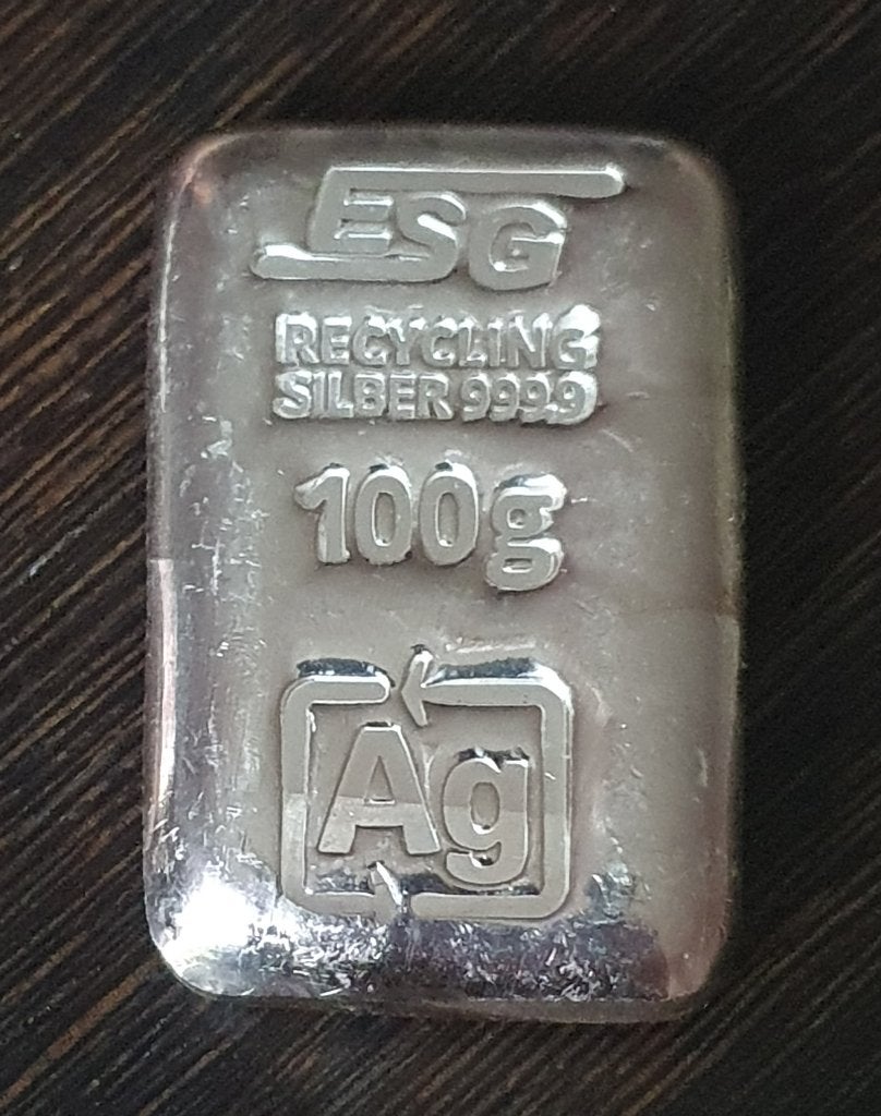 100gram zilver baar ESG en/of Credit Suisse, Ophalen, Zilver