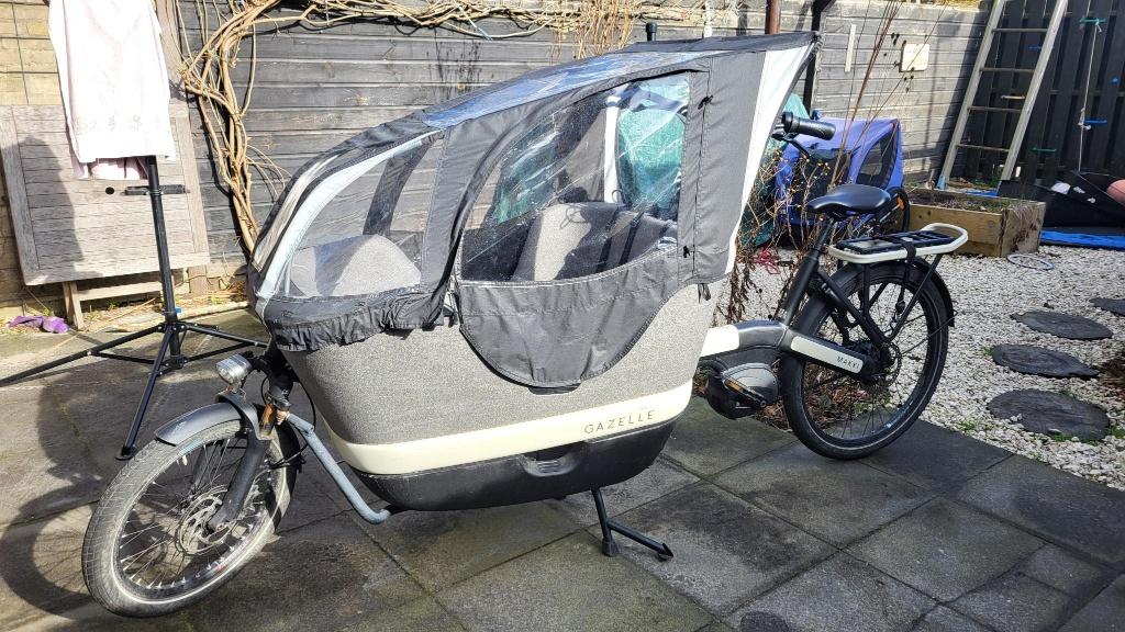Bakfiets Gazelle Makki Load, Fietsen en Brommers, Fietsen | Bakfietsen, Zo goed als nieuw, Gazelle, 2 kinderen, Elektrisch, Huif