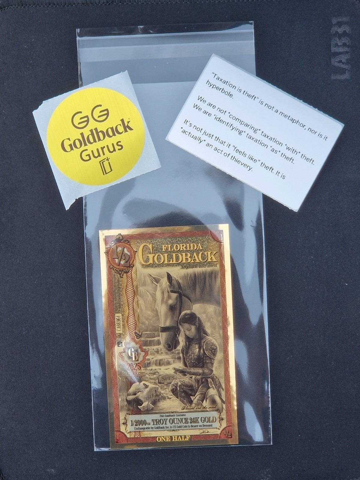 1/2 Goldback Florida 2025 - 1/2000 Troy Ounce 24K Goud, Postzegels en Munten, Munten | Azië, Ophalen of Verzenden, Goud