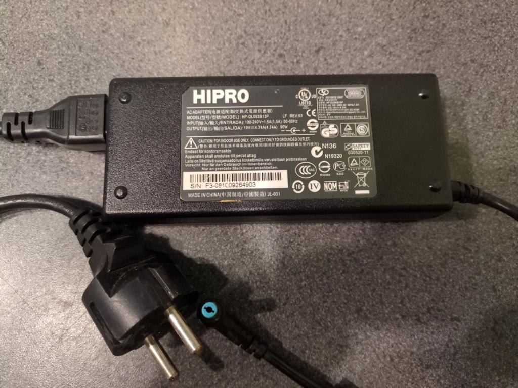 HIPRO HP-OL093B13P Laptop Oplader 19V 4.74A 90W, Computers en Software, Laptop-opladers, Ophalen of Verzenden, Gebruikt, HIPRO