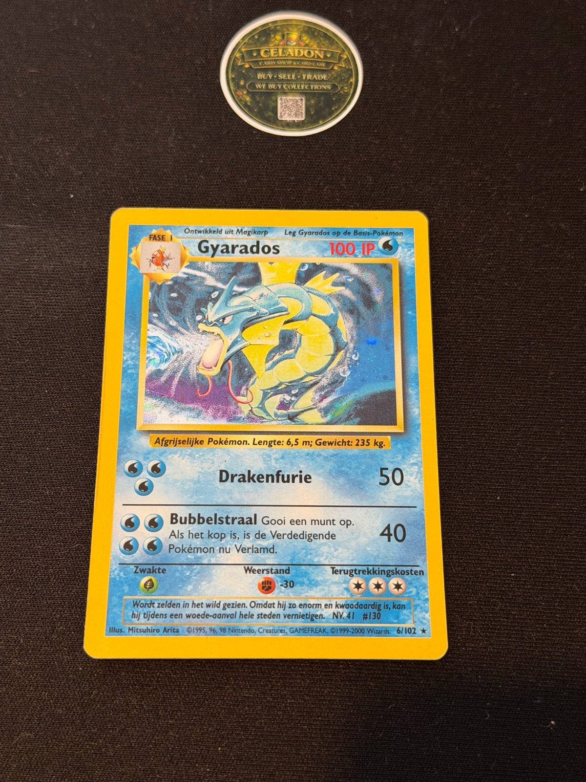 Gyarados Pokémon Kaart - Base Set 6/102 Holo, Ophalen of Verzenden, Gebruikt, Losse kaart, Foil