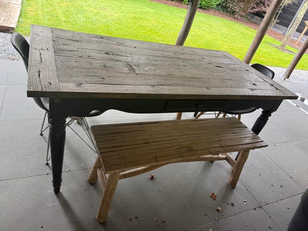 Authentieke tafel van oude wagonplanken, Huis en Inrichting, Tafels | Eettafels, Ophalen, Gebruikt, 50 tot 100 cm, 150 tot 200 cm