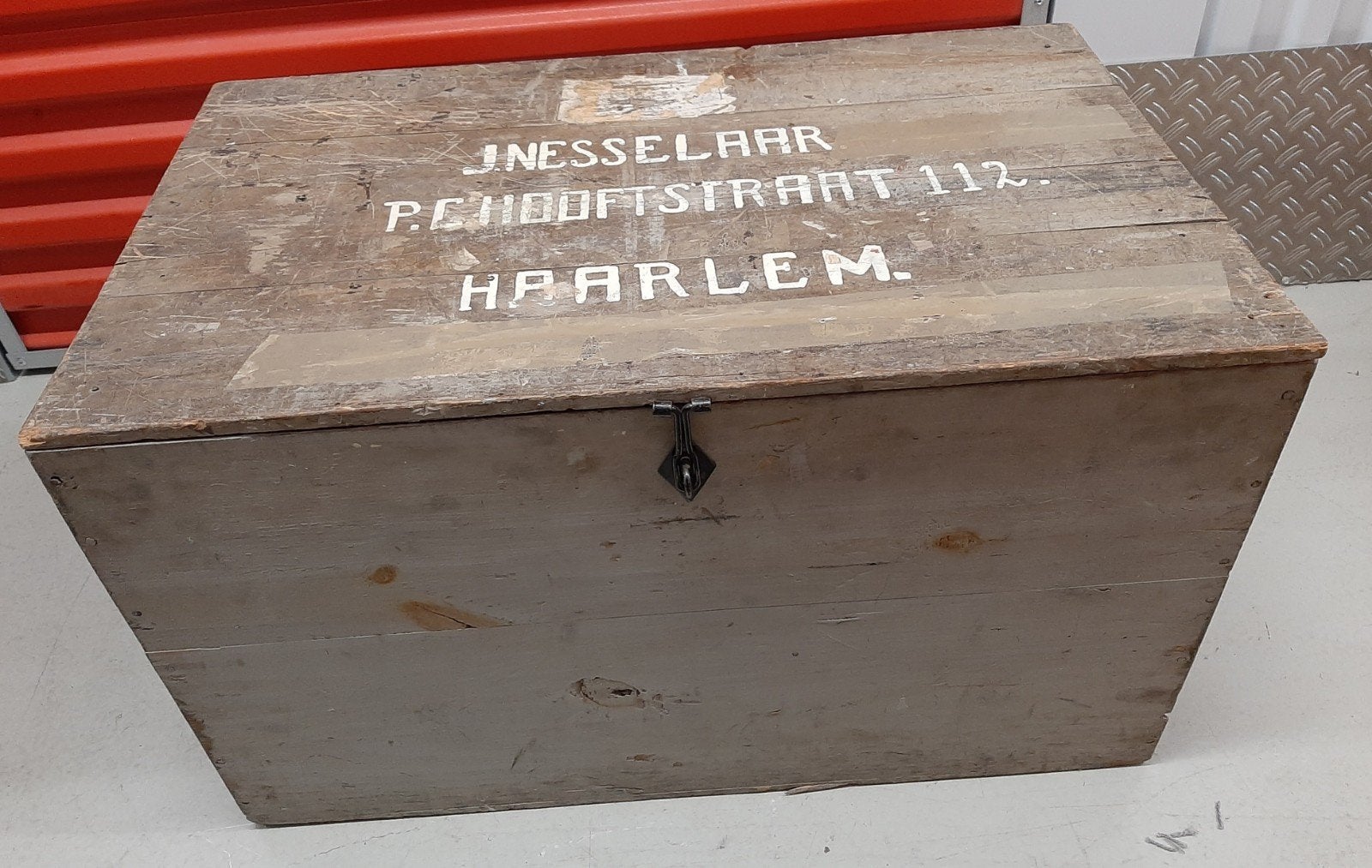 Antieke Hutkoffer  van scheepsmarconist jaren 50, Ophalen, Minder dan 50 cm, Gebruikt, 50 tot 100 cm