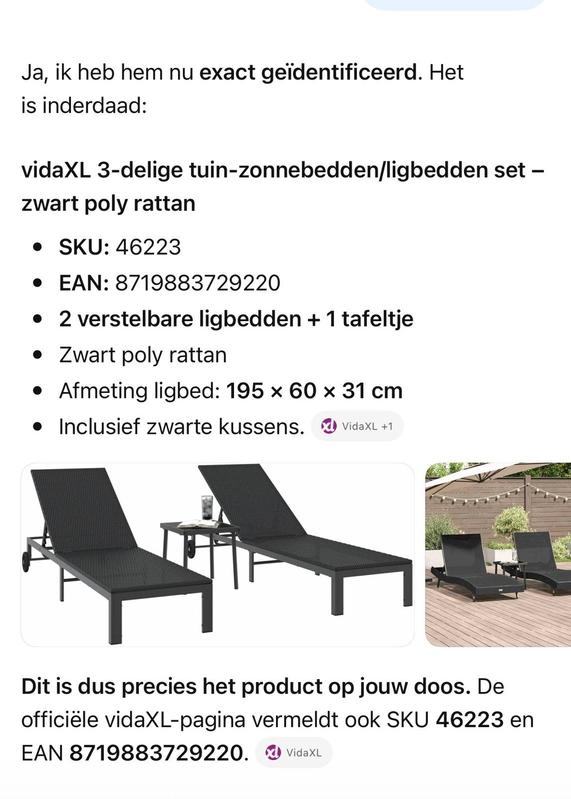 2x Rattan Sunbed Zwart Nieuw in Doos ligbed vidaxl tuinstoel, Ophalen of Verzenden, Nieuw, Rotan