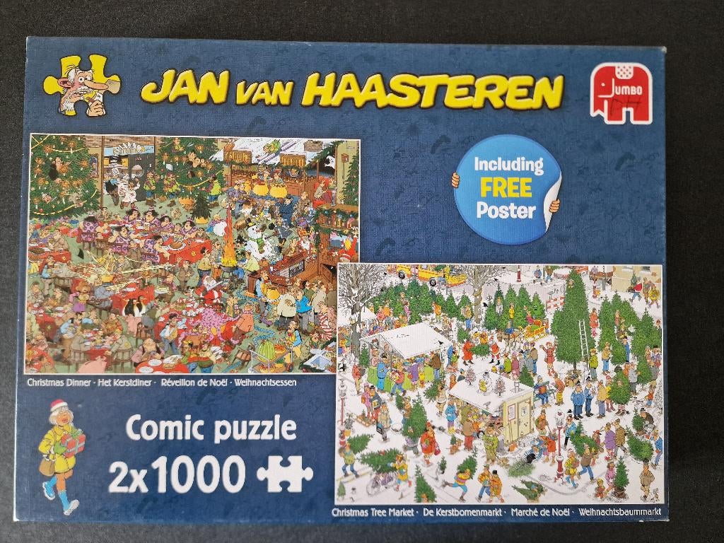 van Haasteren 19080 Combidoos Kerstdiner / Kerstbomenmarkt, Ophalen, 500 t/m 1500 stukjes, Gebruikt, Legpuzzel