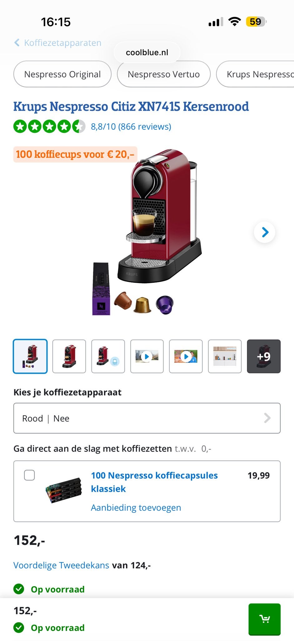 Nespresso Krups €70, Ophalen, Espresso apparaat, Zo goed als nieuw, 1 kopje