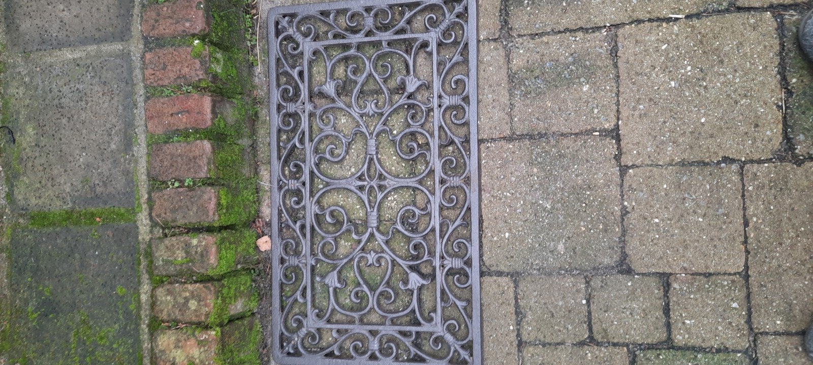 Decoratieve gietijzeren deurmat voor buiten, Gebruikt, Gietijzer, Schoonloopmat, Ophalen of Verzenden