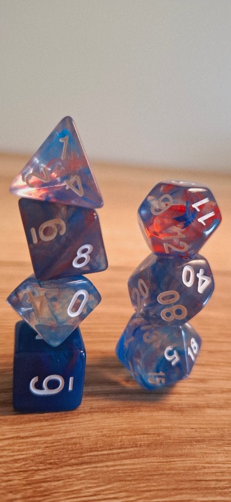 D&D Dobbelstenen Set Blood in the Water Shark Ocean Swirl, Onbekend, Overige soorten, Ophalen of Verzenden, Zo goed als nieuw