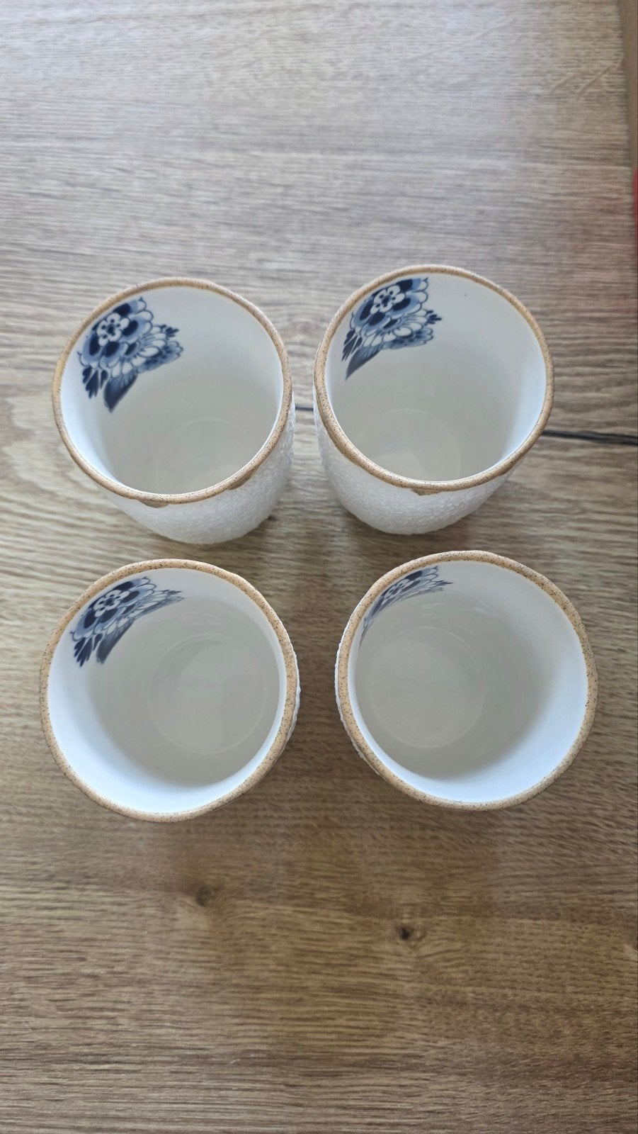 Set van 4 Heinen Delfts Blauw bloesem cappuccino kopjes, Ophalen of Verzenden