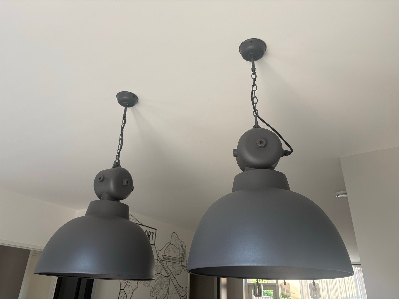 Hanglamp HKLiving grijs 2 stuks, Ophalen, Zo goed als nieuw, Metaal, E27 (groot)