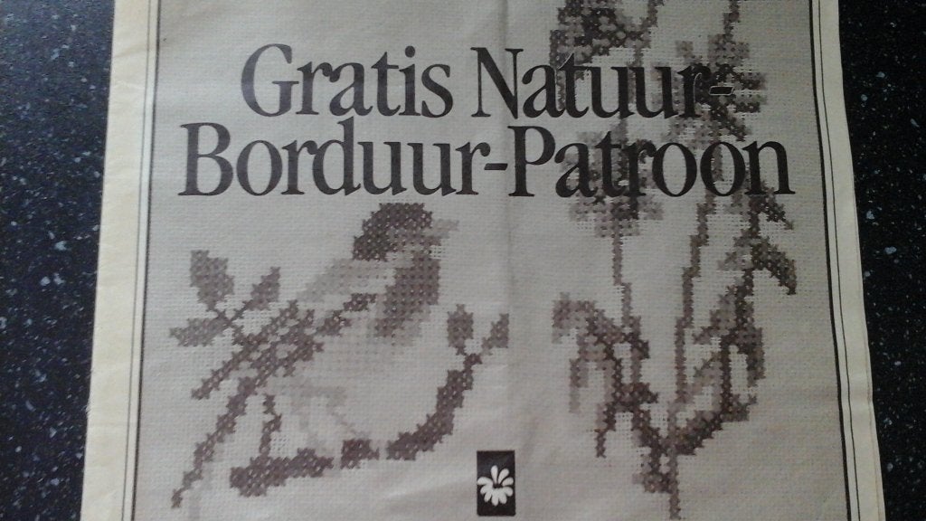 Borduurpatroon van de natuur, met oa vogels, Ophalen of Verzenden, Zo goed als nieuw, Handborduren, Patroon
