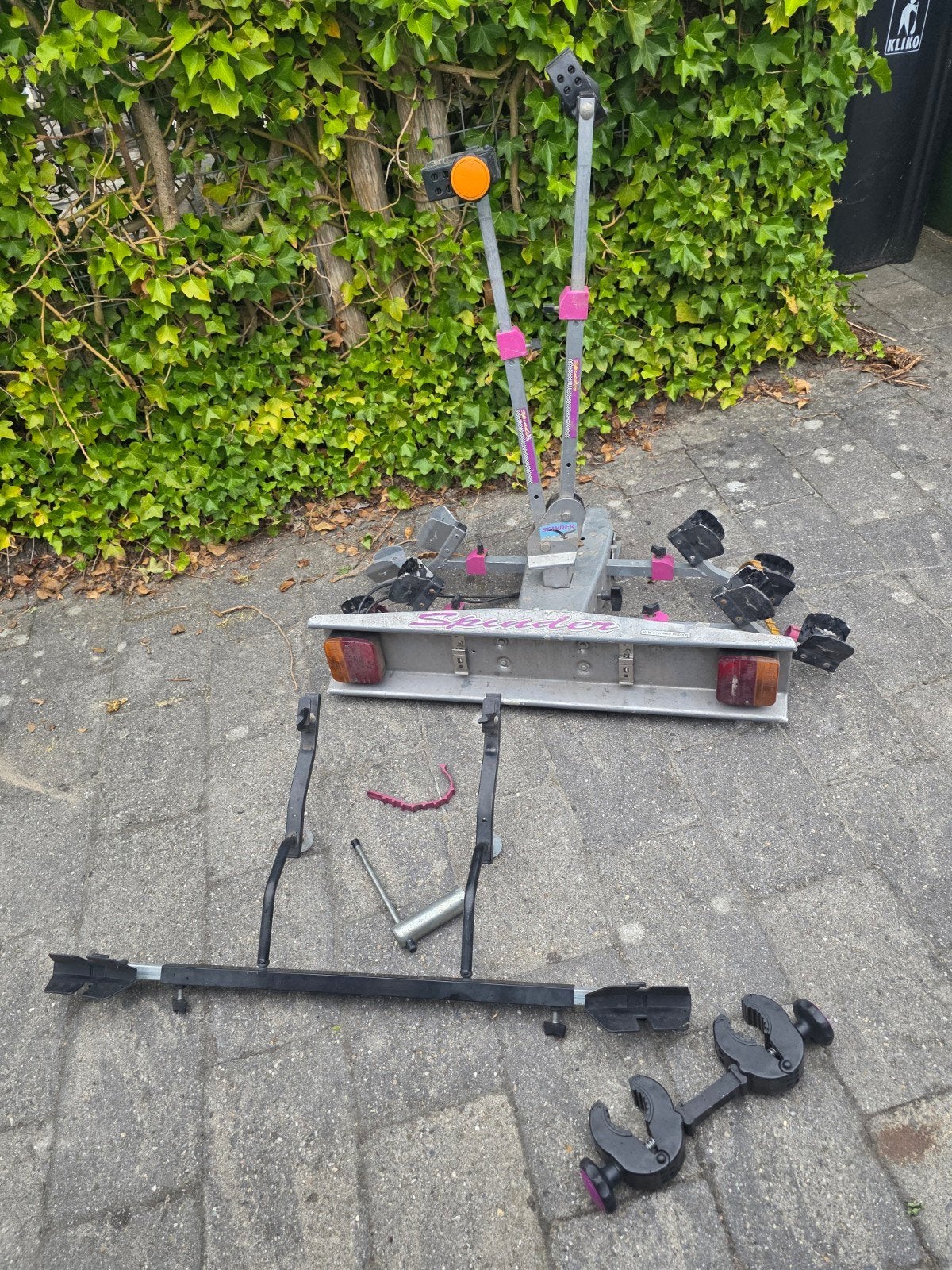 Spinder Hawk fietsendrager met opzetstuk voor 3e fiets, Auto diversen, Fietsendragers, Ophalen, 3 fietsen of meer, Gebruikt, Trekhaakdrager