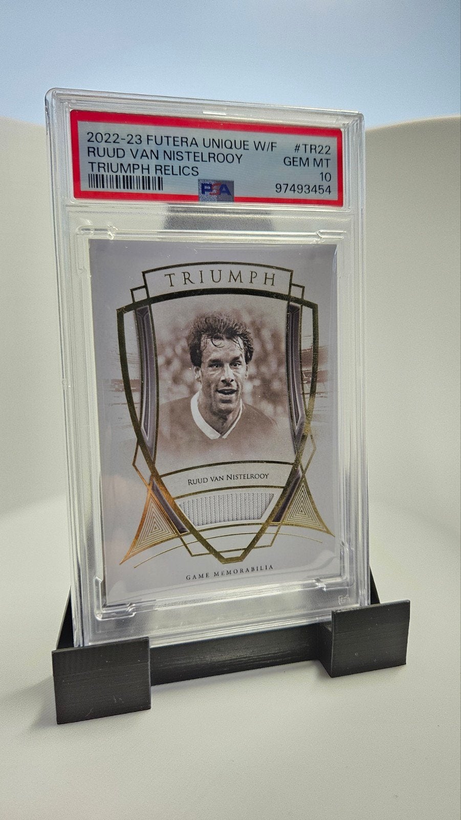 Ruud van Nistelrooy Triumph Relics PSA 10 - Futera Unique, Verzamelen, Spelerskaart, Onbekend, Nieuw, Ophalen of Verzenden