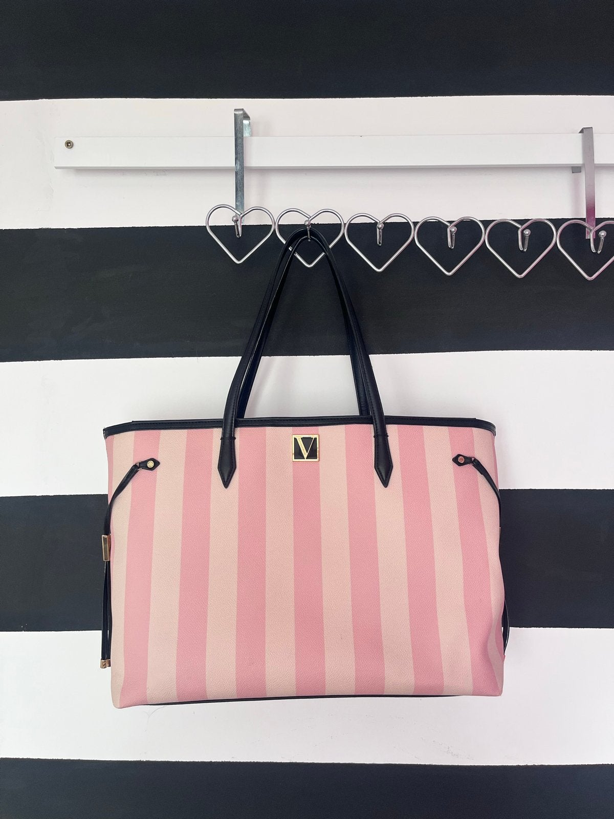 Victoria's Secret Shopper Roze Gestreept, Ophalen of Verzenden, Zo goed als nieuw, Roze, Shopper