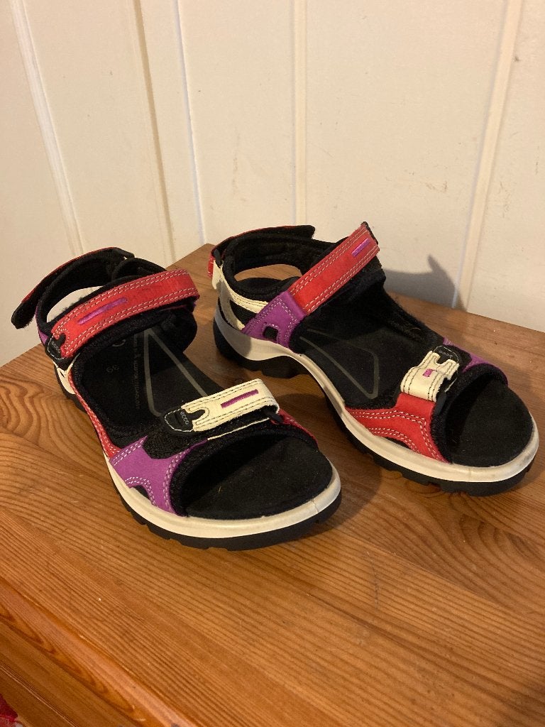 Aparte paars rood zwarte open sandalen van Ecco, maat 39, Ecco, Verzenden, Sandalen of Muiltjes, Zo goed als nieuw