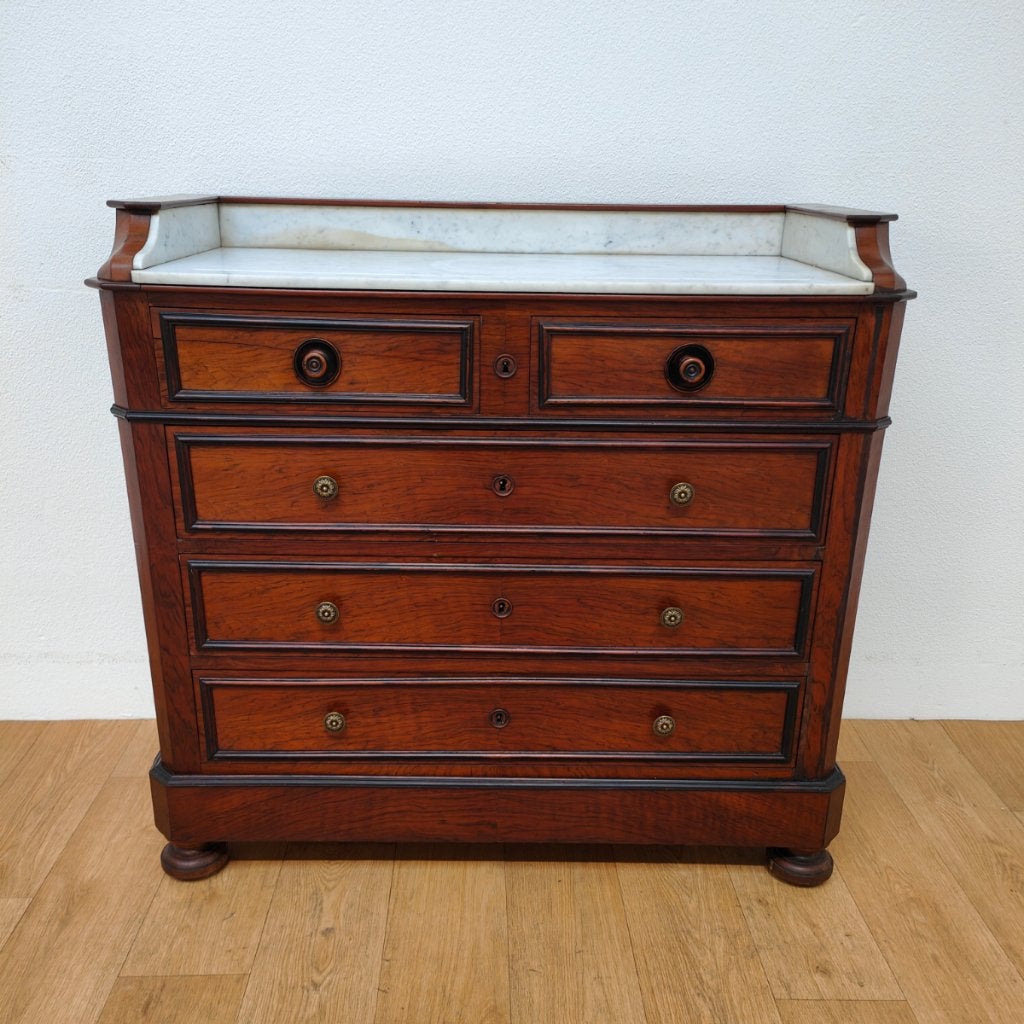 Vintage antiek commode dressoir ladekast met marmer blad 901, Valkenswaard, Gebruikt, Info@flashbackfurniture.nl, Eikenhout