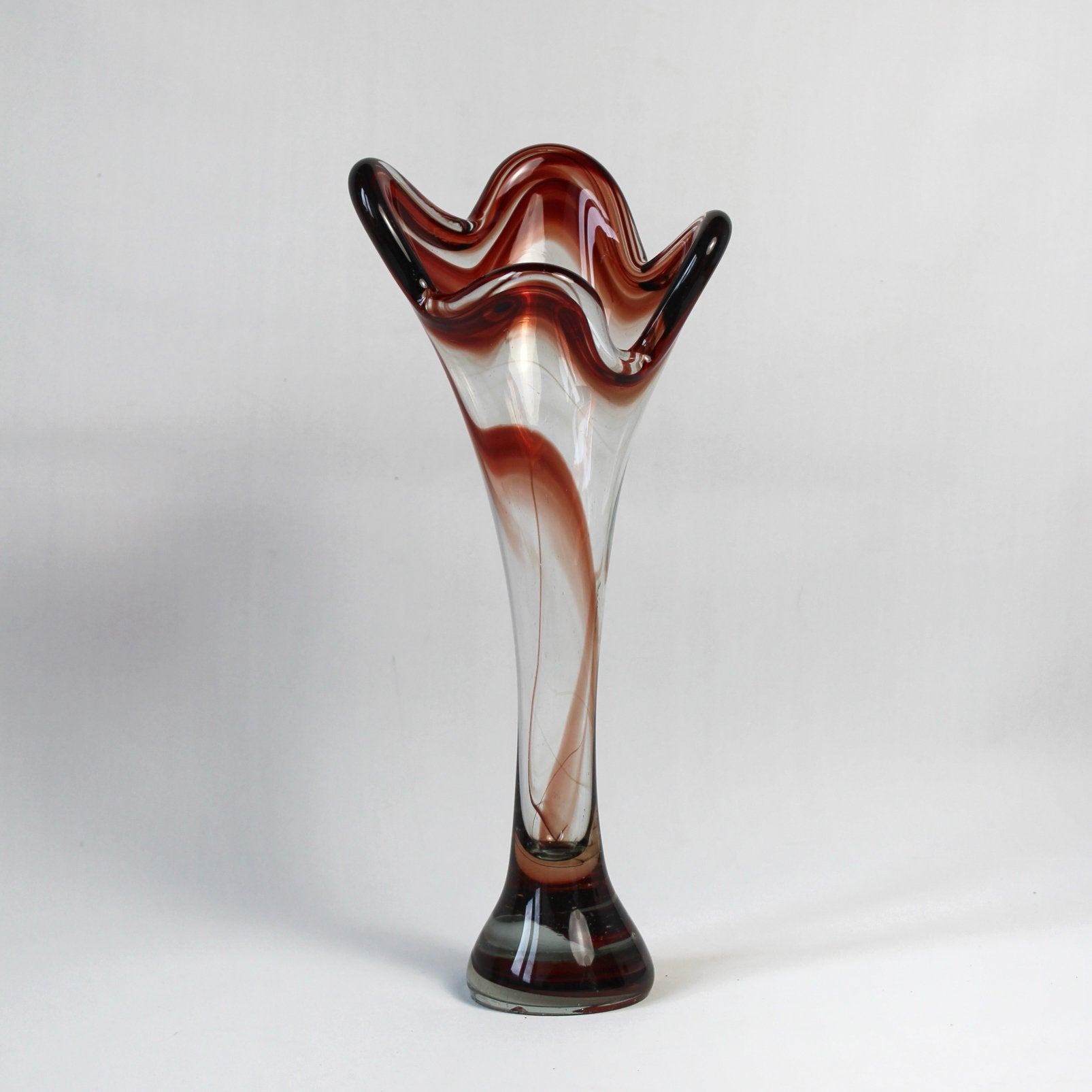 Vintage Glazen  Murano Vaas – Organisch Design – 32 cm, Ophalen of Verzenden