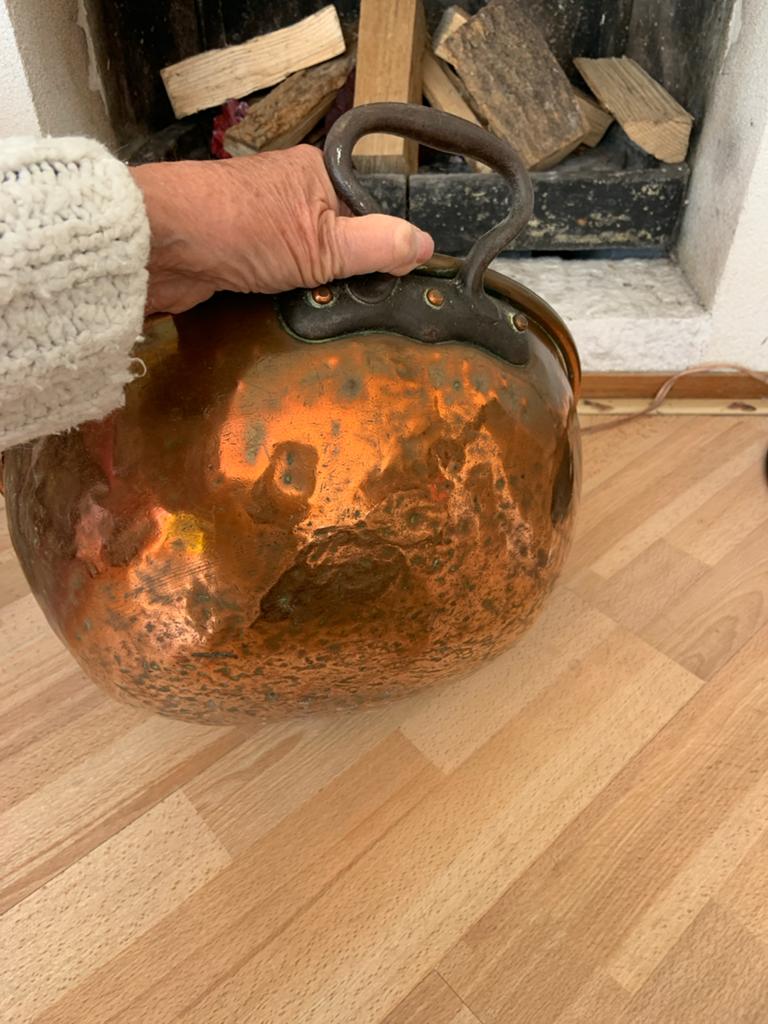 Antieke Massief Koperen Houtbak - 50cm, 3.5kg, Ophalen, Gebruikt