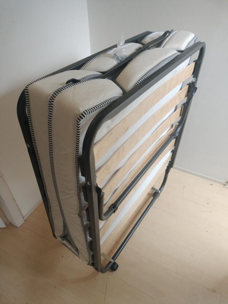 Vouwbed 90x200, Huis en Inrichting, Slaapkamer | Bedden, 90 cm, Eenpersoons, Wit, Nieuw