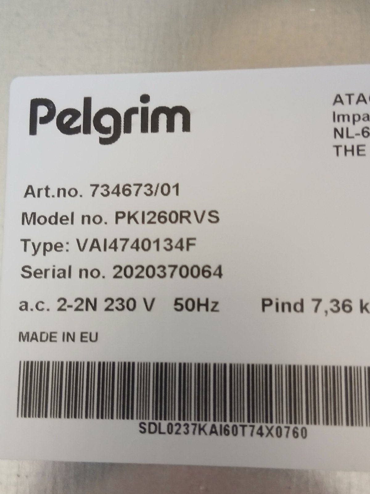 PELGRIM  INDUCTIE KOOKPLAAT is   nieuw, Ophalen, Nieuw, 4 kookzones, Energieklasse A of zuiniger