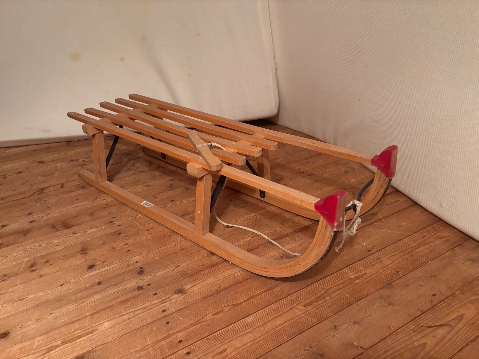 Houten slee, Ophalen, Rem, Zo goed als nieuw, Hout