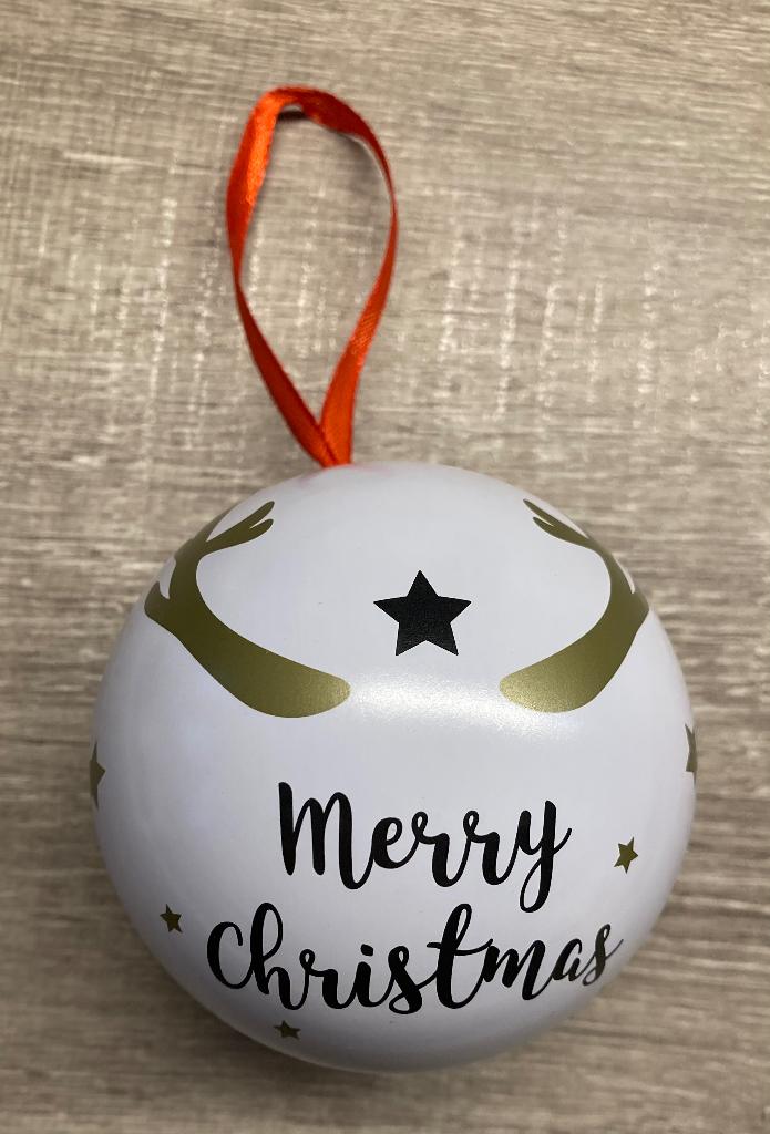 Kerstbal blik Merry Christmas, Ophalen of Verzenden, Zo goed als nieuw