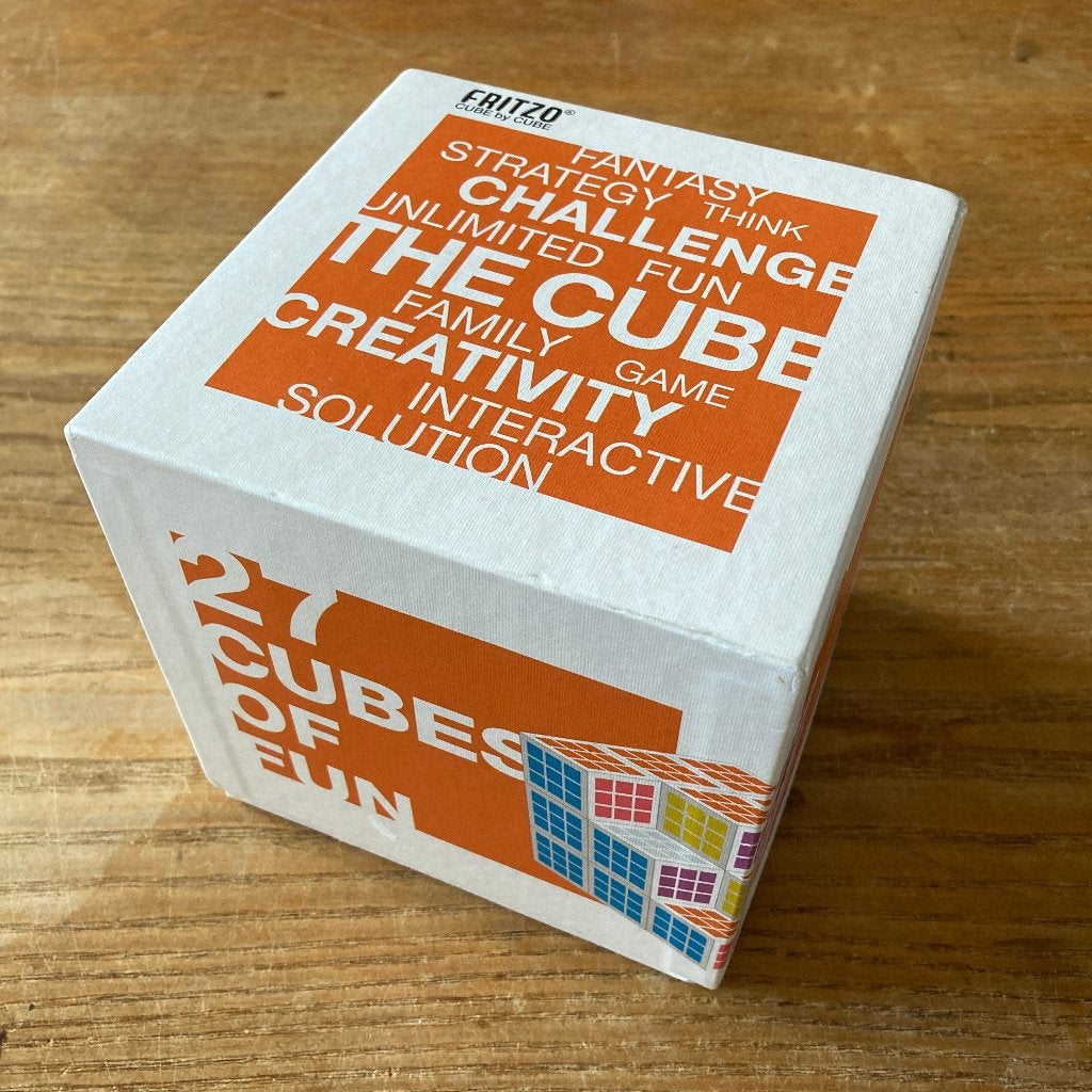 Fritzo - Cube by Cube - puzzel spel 27 houten blokken 3x3x3, Ophalen of Verzenden, Minder dan 500 stukjes, Zo goed als nieuw, Rubik's of 3D-puzzel