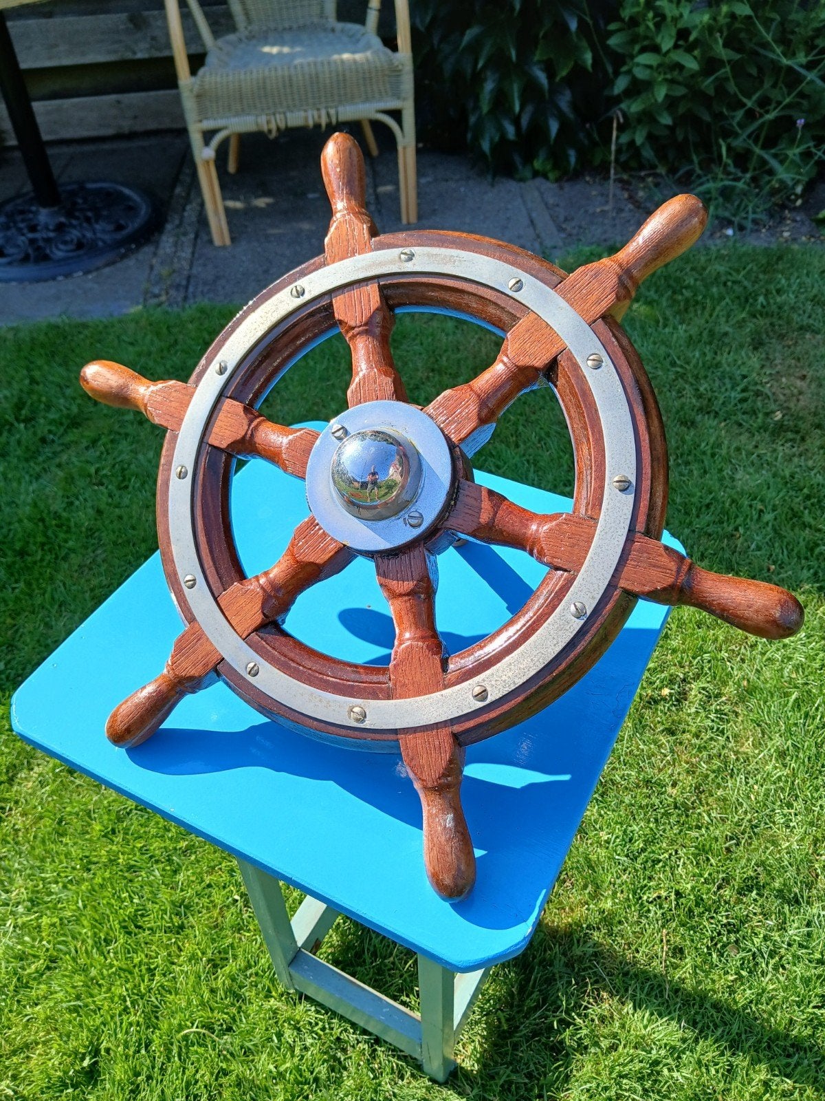 Houten Stuurwiel 46 cm met Konische As 25/20 mm, Watersport en Boten, Ophalen of Verzenden