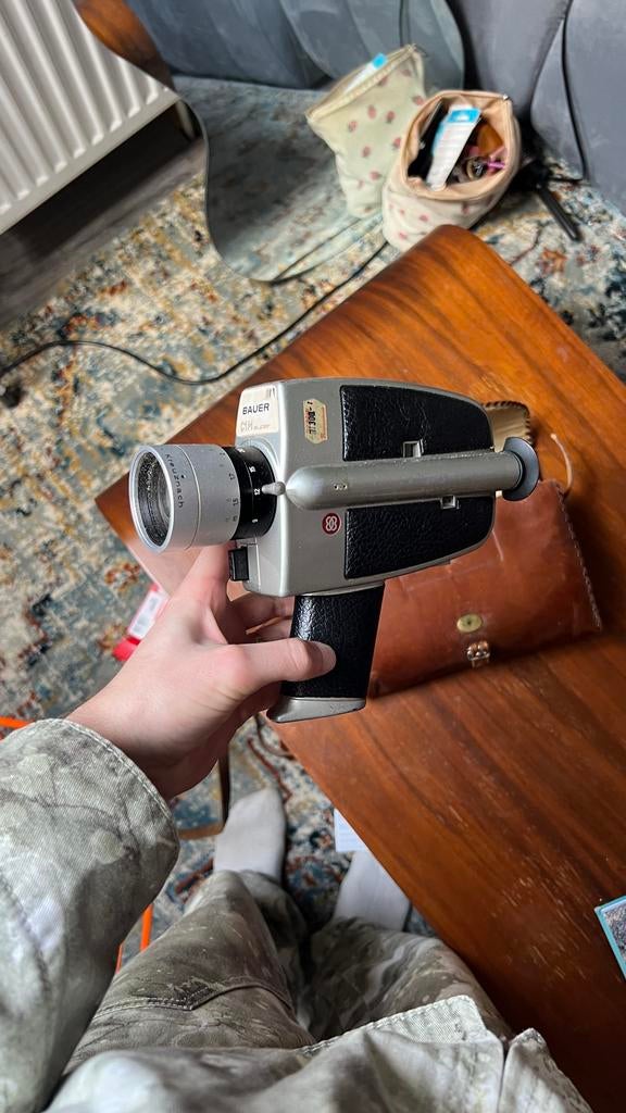 Bauer C1M Super 8mm Camera + Leren Tas, Ophalen of Verzenden, 8mm, Camera
