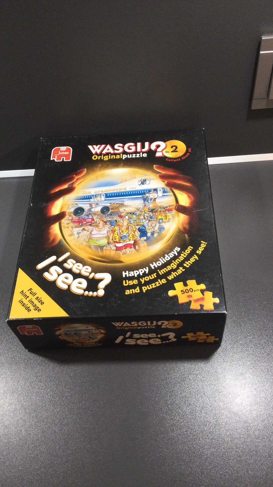 Wasgij Original puzzel nummer 2 Happy Holidays 500 stukjes, Ophalen of Verzenden, 500 t/m 1500 stukjes, Zo goed als nieuw