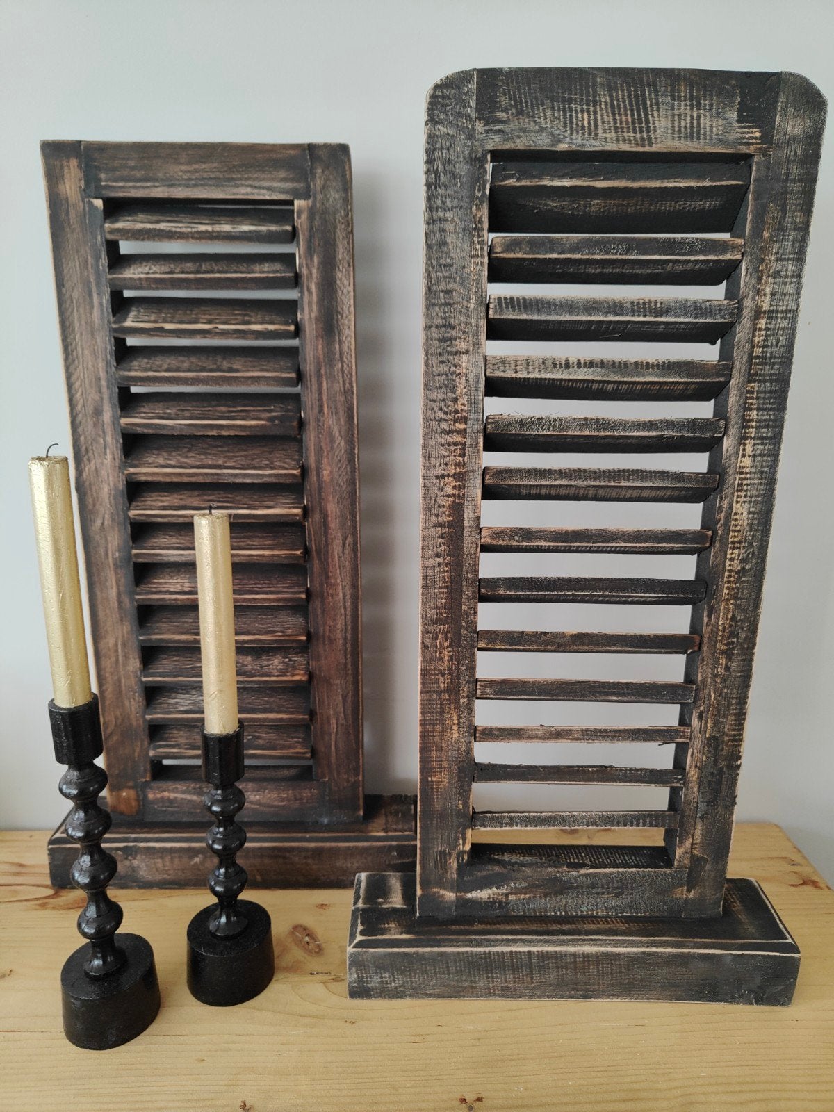 Sober landelijk louvreluik op voet - decoratief, Hout, Ophalen of Verzenden, Landelijk, Doefke
