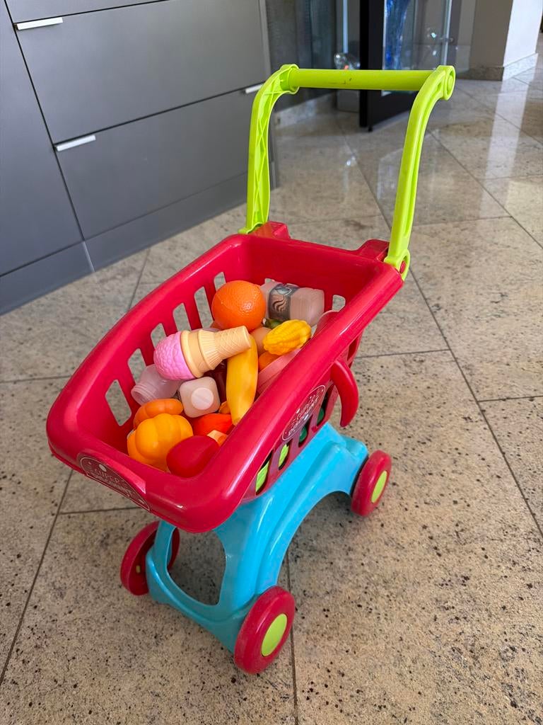 Winkelwagentje met boodschappen speelgoed, Ophalen, Gebruikt, Jongen of Meisje