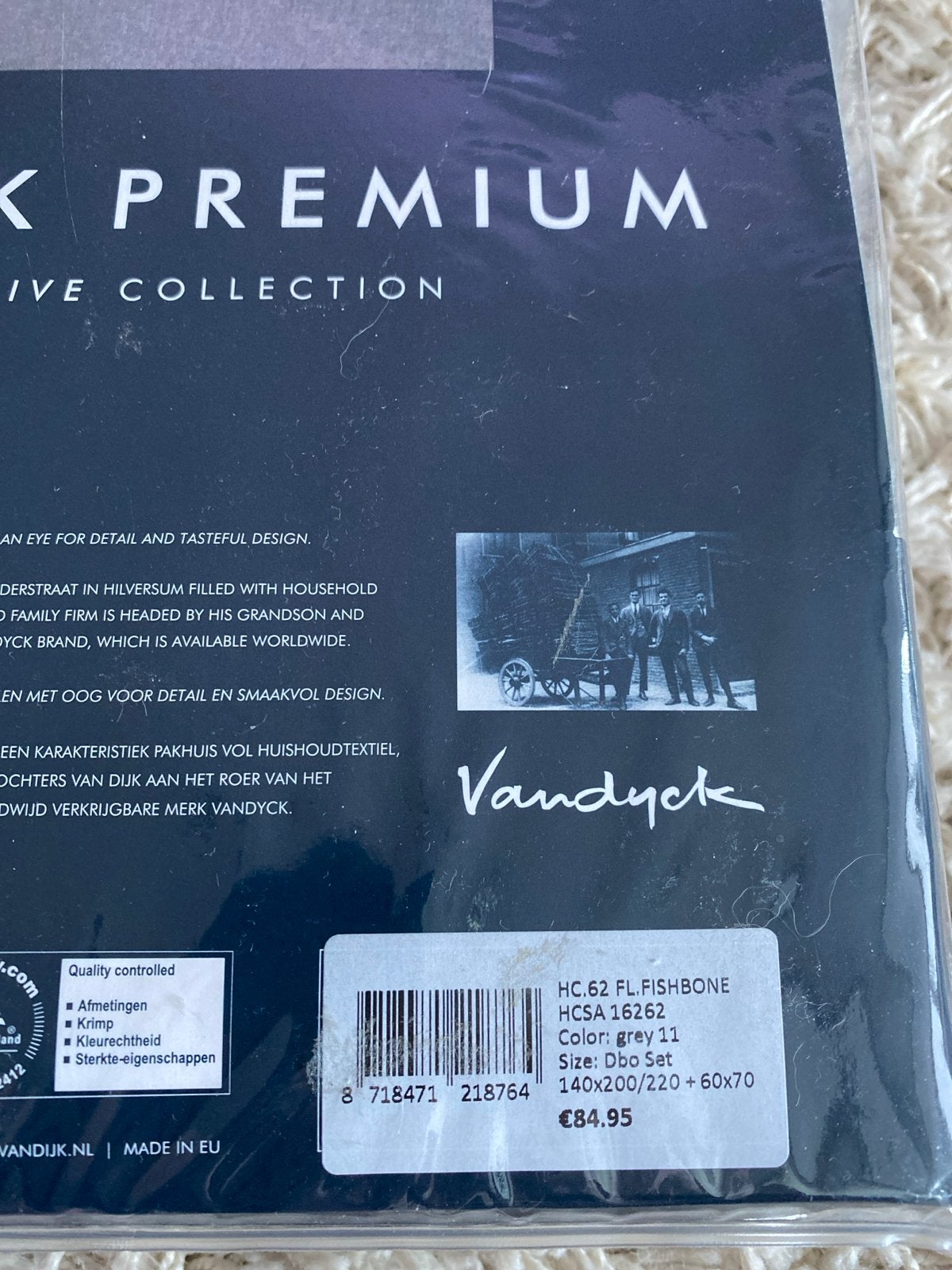Vandyck Premium Dekbedovertrek - Grijs - 140x200/220, Eenpersoons, Dekbedovertrek, Vandyck, Katoen