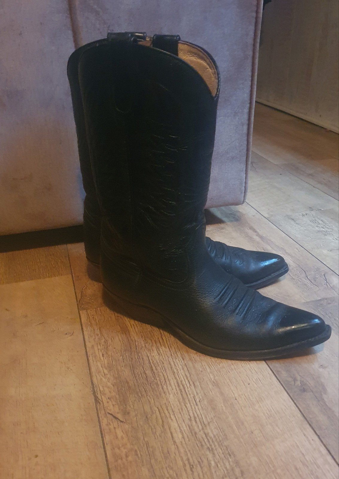 Leren Cowboy Laarzen Maat 42 - Donkerbruin Unisex, Bruin, Overige typen, Ophalen of Verzenden, Zo goed als nieuw