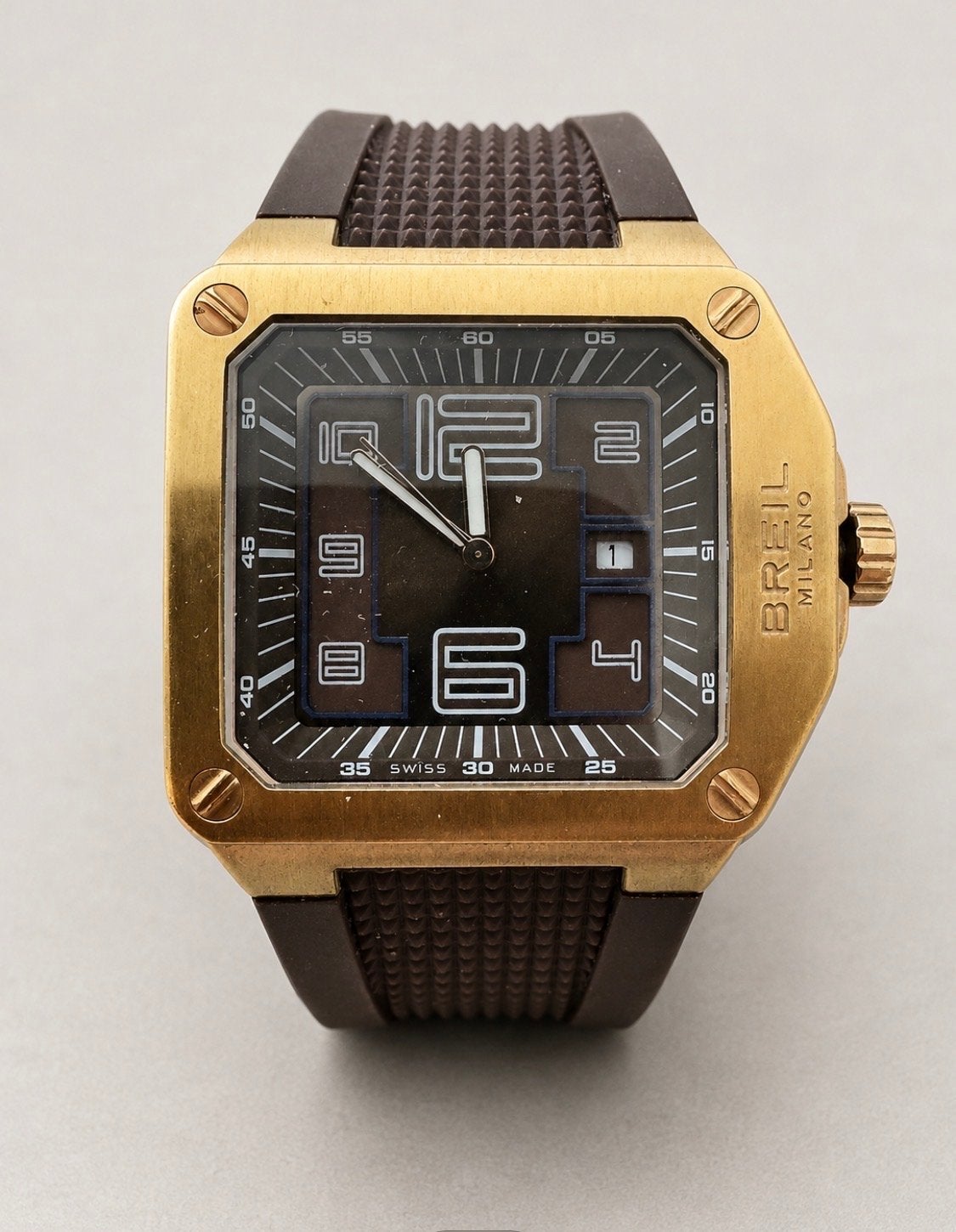 Breil Milano Herenhorloge - Goudkleurig met Bruine Band, Overige materialen, Gebruikt, Polshorloge, Kunststof