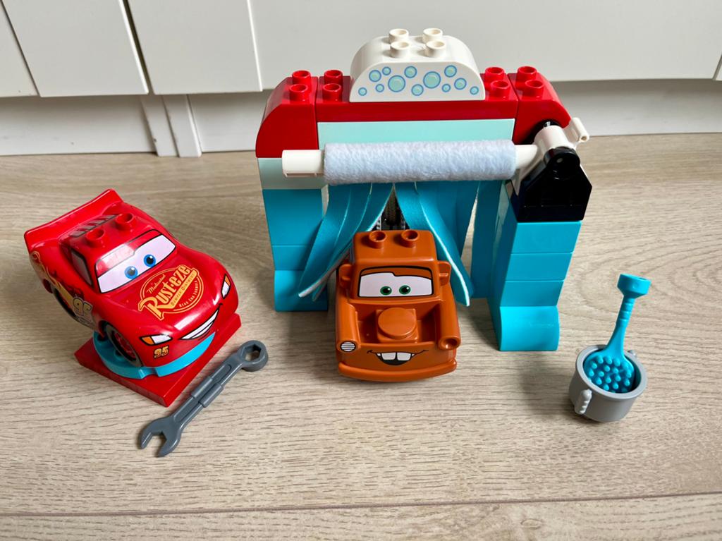 Lego Duplo 10996 Cars bliksem McQueen & Takel wasstraatpret, Ophalen of Verzenden, Gebruikt, Duplo