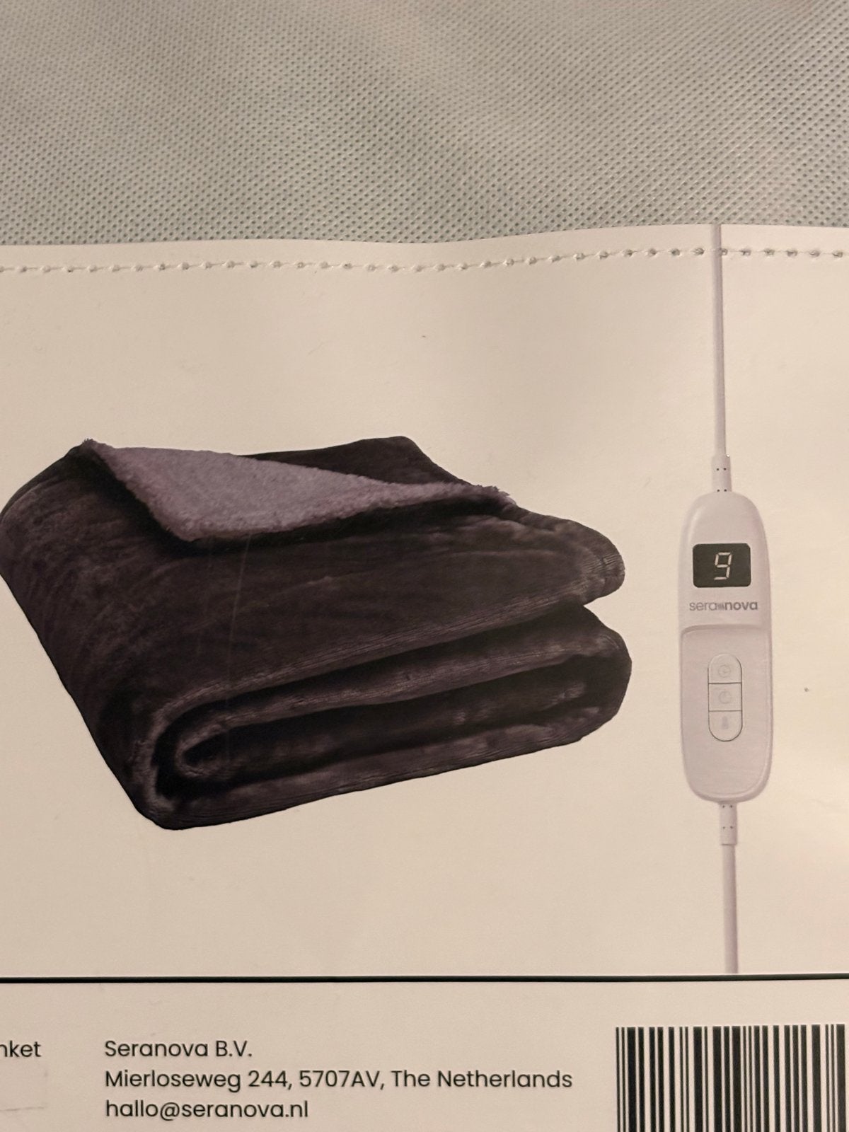 Sera Nova Elektrisch Warmtedeken 180x160cm Antraciet Grijs, Huis en Inrichting, Woonaccessoires | Kussens, Nieuw, Grijs, Rechthoekig