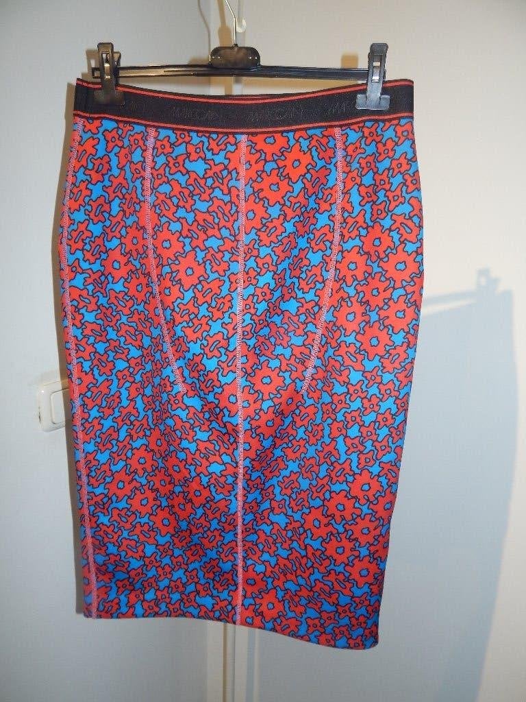 Marccain soft shell rok toelopend aparte print merk band N5, Overige kleuren, Verzenden, Maat 42/44 (L), Zo goed als nieuw